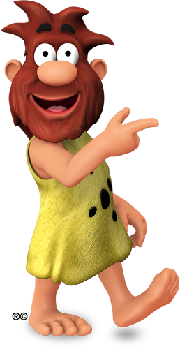 Ug the Caveman pointing at information about real estate
