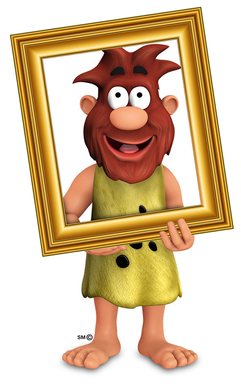 Ug the Caveman holding a picture frame